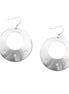 Open Round with Rhinestone Matt Silver Earrings