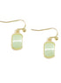 Mint Green Rectangle Shape Beaded Gold Earrings