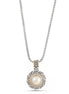 Pearl Accent with Clear Rhinestone Two-Tone Cable Necklace