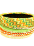 Green and Orange Mixed Chevron Cotton with Gold Bangles Set of 7pcs 