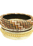 Brown Mixed Chevron Cotton with Gold Bangles Set of 7pcs 