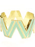 Mint Enamel Chevron Gold Hinged Bracelet