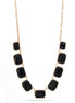 Gold-Tone Metal Black Faceted Stone Adjustable Lobster Clasp Tassel Necklaces