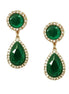 Luxurious Green Glass Crystal Teardrop Gold Dangle Earrings