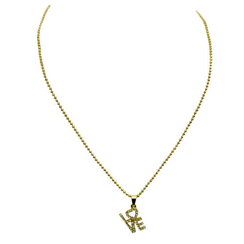 GOLD CRYSTAL NECKLACE  #SQWNE20203_GLD (RD23)