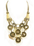 Mother of Pearl with Gold Coin Metal Bib Necklace 