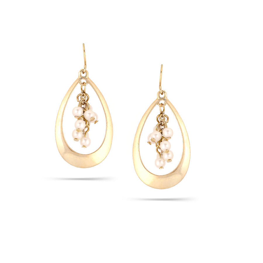 Gold-Tone Metal Pearl Earrings