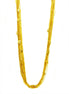 Gold long chain necklace with mini gold plates.