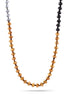 Black Hematite And Brown Glass Crystal Beads Necklace