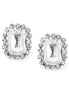 Silver-Tone Metal White Crystal Earrings