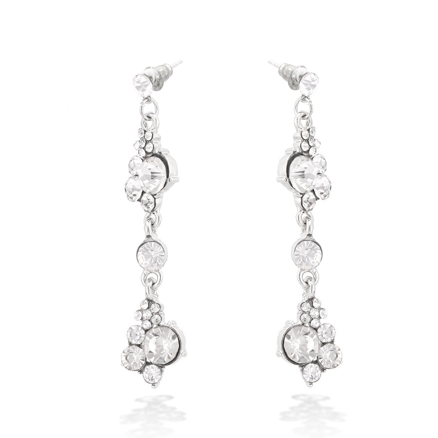 Silver Tone Crystal Earrings