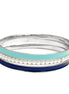 Turquoise and Blue with Pearl Bead Silver Bangles Set of 3pcs