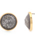 Gold-Tone Grey Glittering Acrylic Round Faceted Earrings