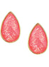 Pink Glitter Glass Bead Gold Teardrop Earrings 