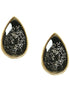 Black Glitter Glass Bead Gold Teardrop Earrings 