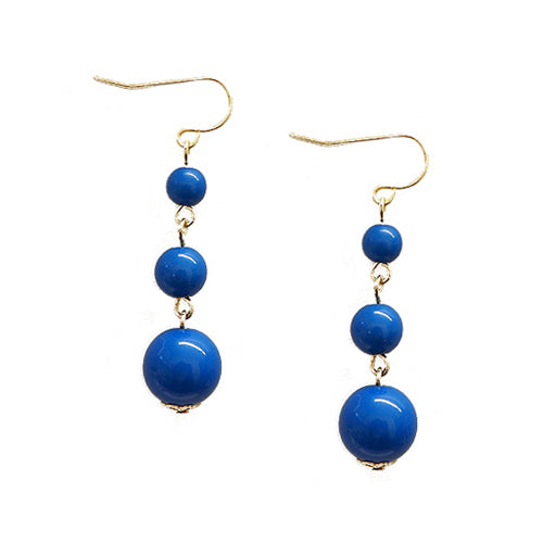 Royal Blue Triple Beaded Earrings