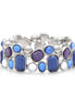 Silver-Tone Blue And White Stretch Bracelets