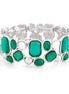 Silver-Tone Green And White Stretch Bracelets