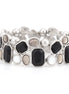 Silver-Tone Black And White Stretch Bracelets 