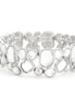 Silver-Tone White Crystal Stretch Bracelets