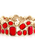 Gold-Tone Red Stretch Bracelets