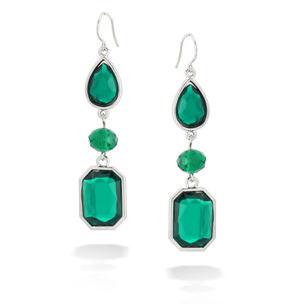 Silver-Tone Green Earrings