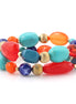 Multi Color Beads Set Of 2 Stretch Bracelets