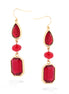 Gold-Tone Red Crystal Earrings
