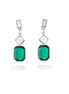 Silver-Tone Green And White Crystal Earrings