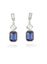 Silver-Tone Metal White Crystal And Blue Earrings