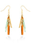 Gold-Tone Coral Mint And Brown Beads Earrings