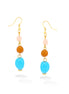 Gold-Tone Blue And Orange Stone Earrings
