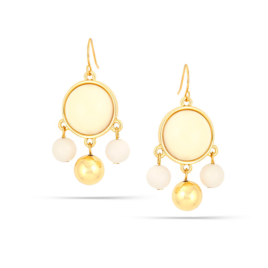 Gold-Tone Metal Cream Earrings