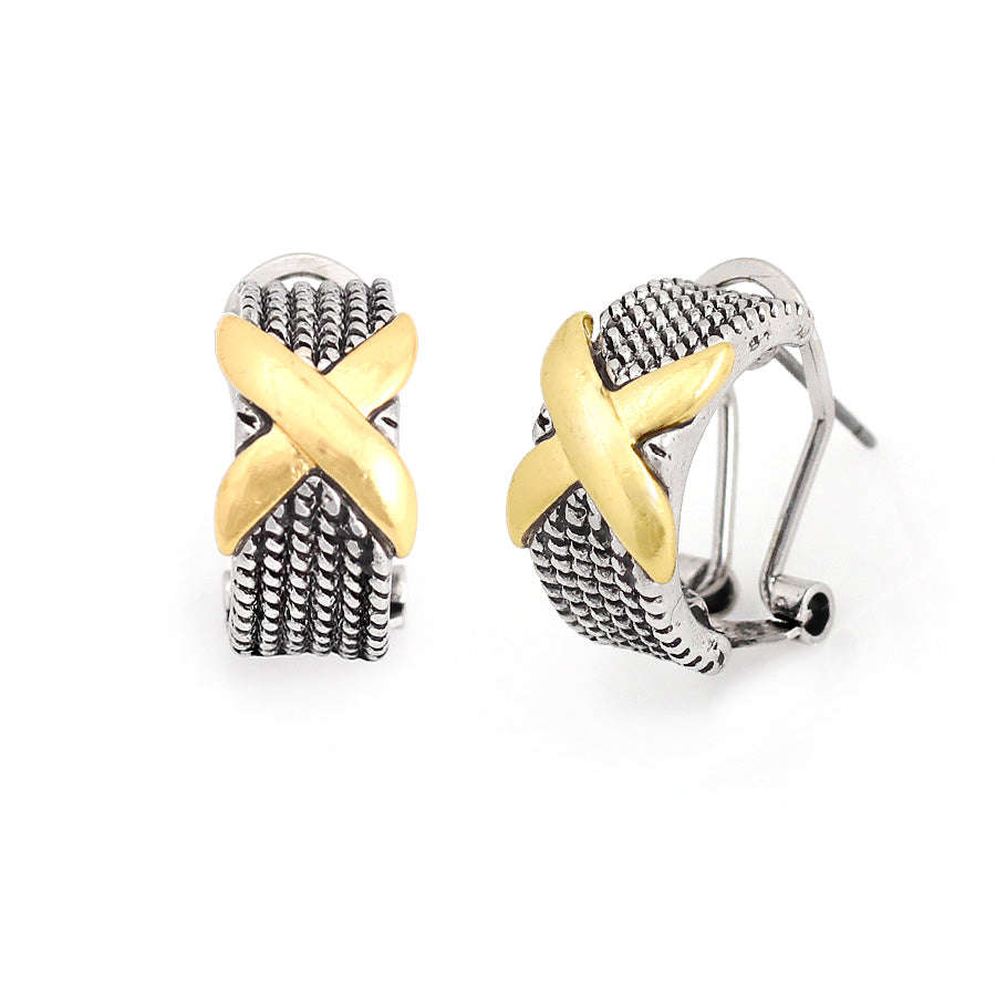 Gold And Silver-Tone Hoop Earrings