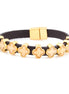 Gold-Tone Metal Mop Leather Bracelets