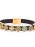 Gold-Tone Metal Mop Leather Bracelets