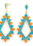 Gold-Tone Metal Blue And Orange Crystal Earrings