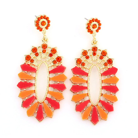 Gold-Tone Metal Red Crystal Earrings