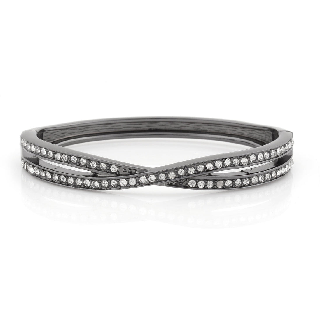 Hematite  And Crystal Hinged Bracelets