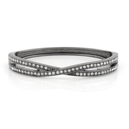 Hematite  And Crystal Hinged Bracelets