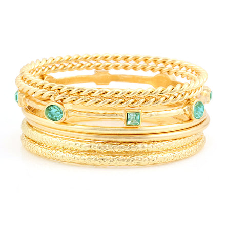 Gold-Tone Aqua Blue Set Of 7 Bangles