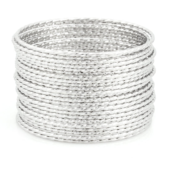 Silver-Tone Set Of 24 Bangles