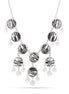 Silver-Tone Metal Zebra Print Clear Crystal Necklace