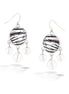 Silver-Tone Zebra Print Beads Earrings