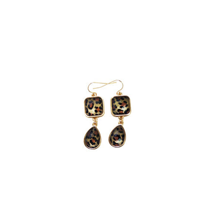 Cheetah animal print square and teardrop earrings