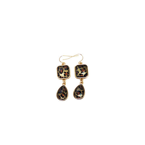 Cheetah animal print square and teardrop earrings