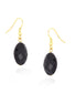 Gold-Tone Metal Black Faceted Earrings