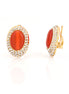 Gold-Tone Metal Crystal With Orange Acrylic Glass Stone  Earrings