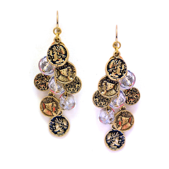 Dangling mini multi coin earrings