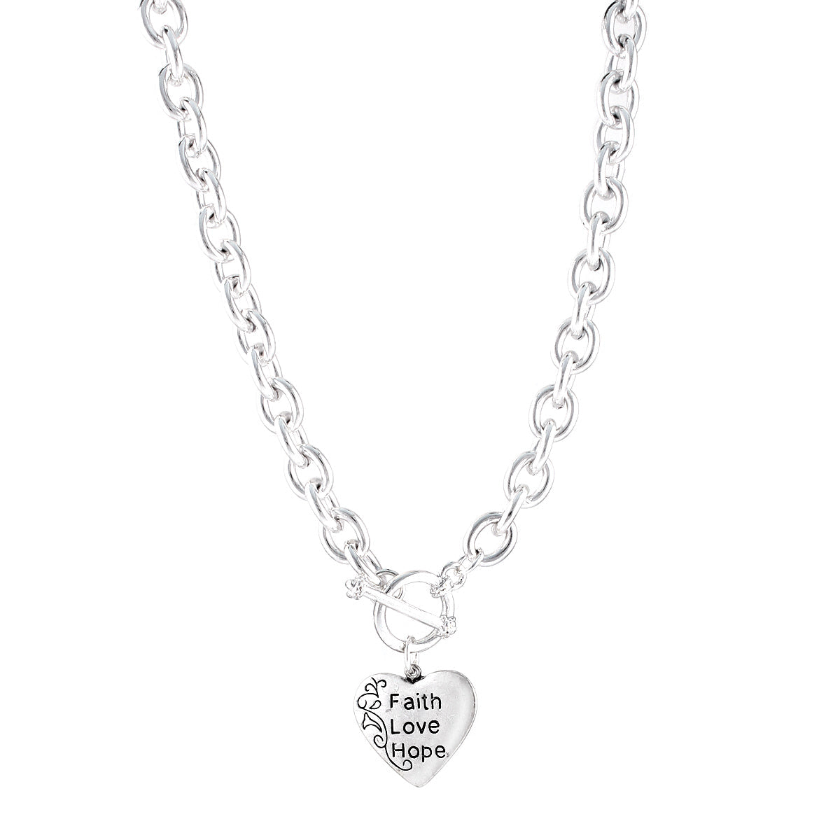 Silver Heart Pendant Chain Necklace #FW1203247